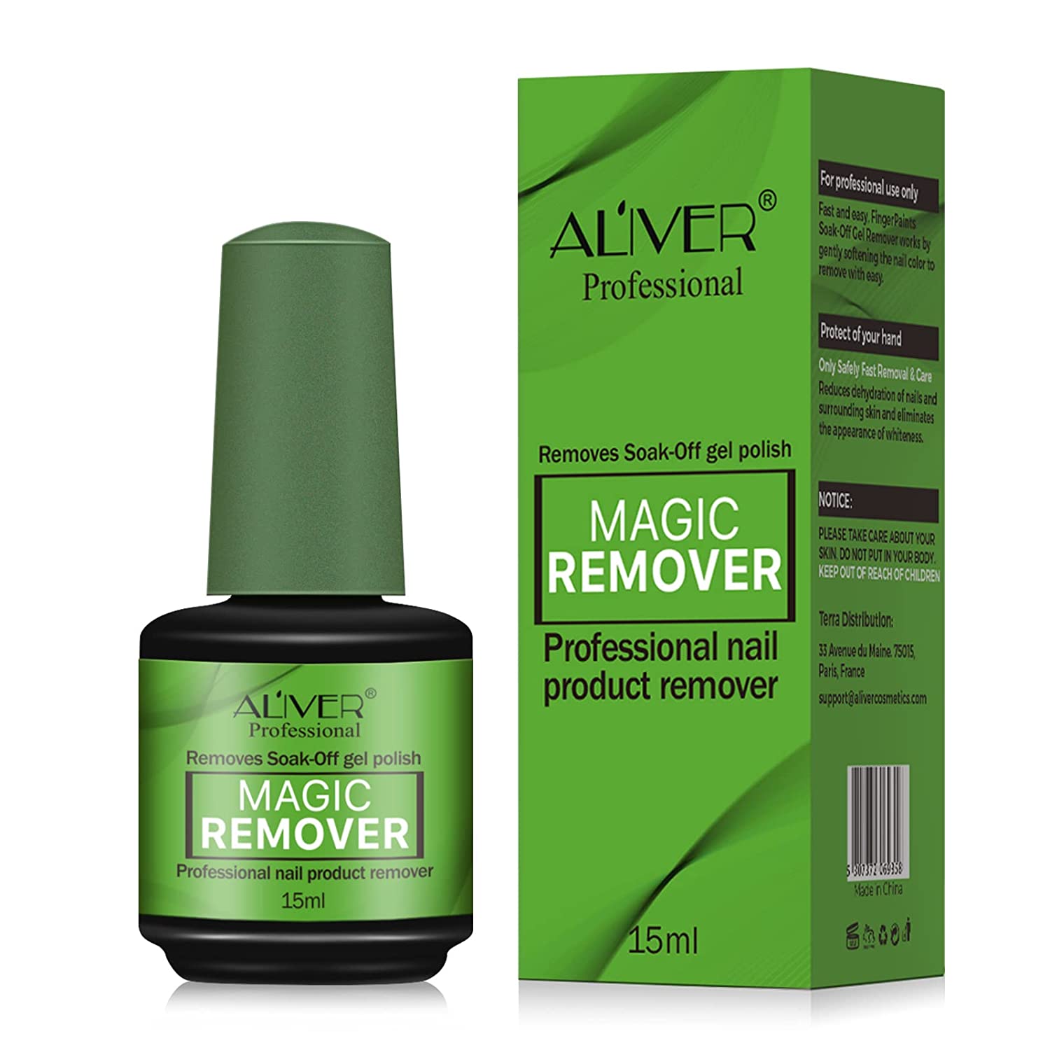 Gel Nail Polish Remover, Professional Nail Polish Remover, In 3 mins Quickly Removes Soak-Off Gel Polish UV Art Nail Lacquer [Don't Hurt Nails] 15ml