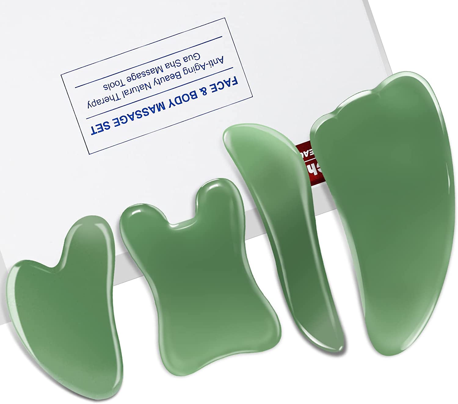 Rena Chris Guasha Massage Tool, 4 Pcs Gua Sha Facial Tool, Guasha Board for SPA Acupuncture Therapy Trigger Point Treatment, Gua Sha Scraping Massage Tool